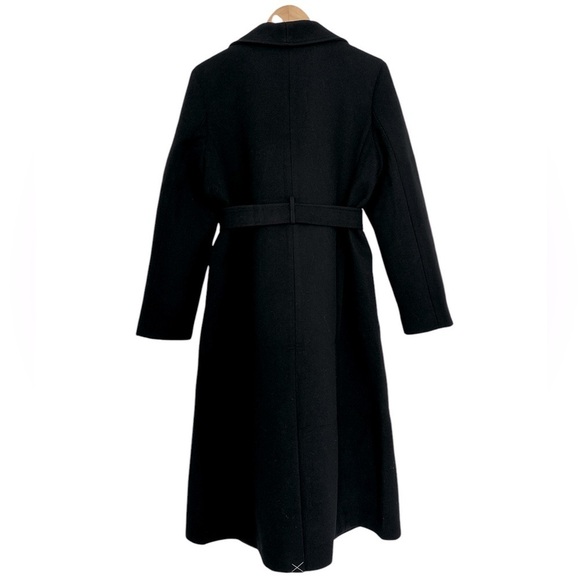 NEW J. Crew Factory Belted Wool-Blend Coat Long Trench Style in Black Size 12 - Picture 3 of 5
